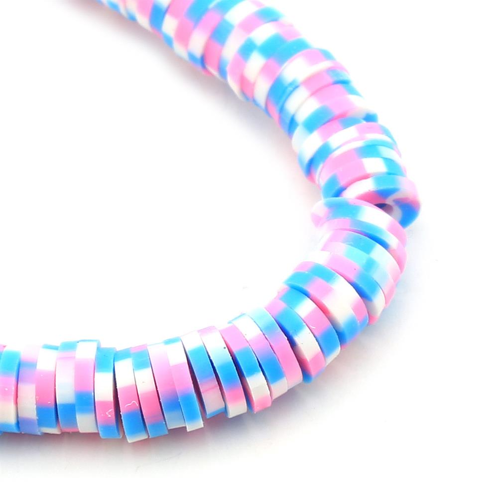 6 mm Mavi Pembe Benekli Fimo Boncuk