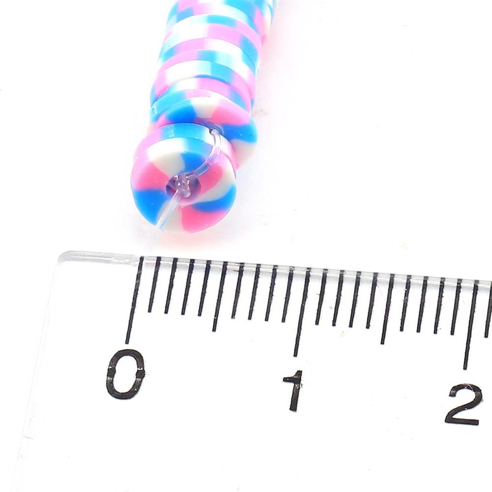 6 mm Mavi Pembe Benekli Fimo Boncuk