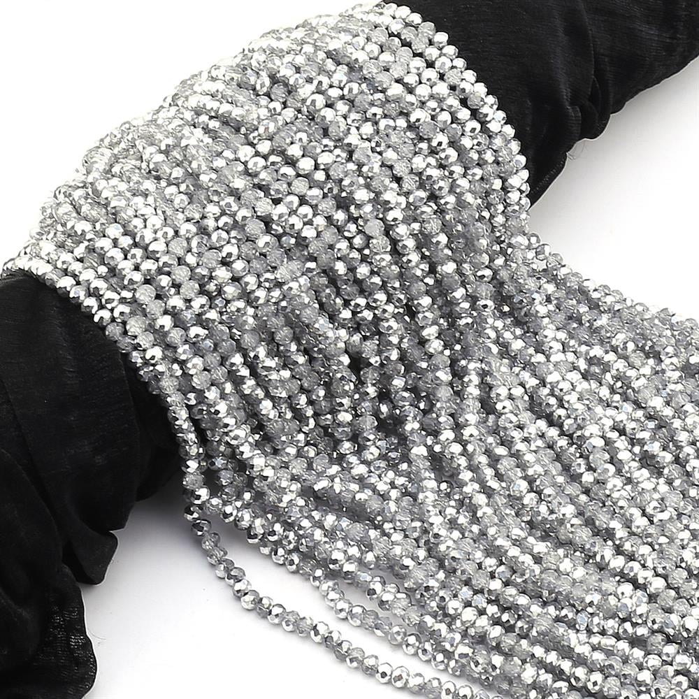 6 mm Parlak Gümüş Kristal Cam Boncuk