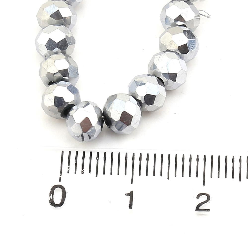 6 mm Parlak Gümüş Kristal Cam Boncuk