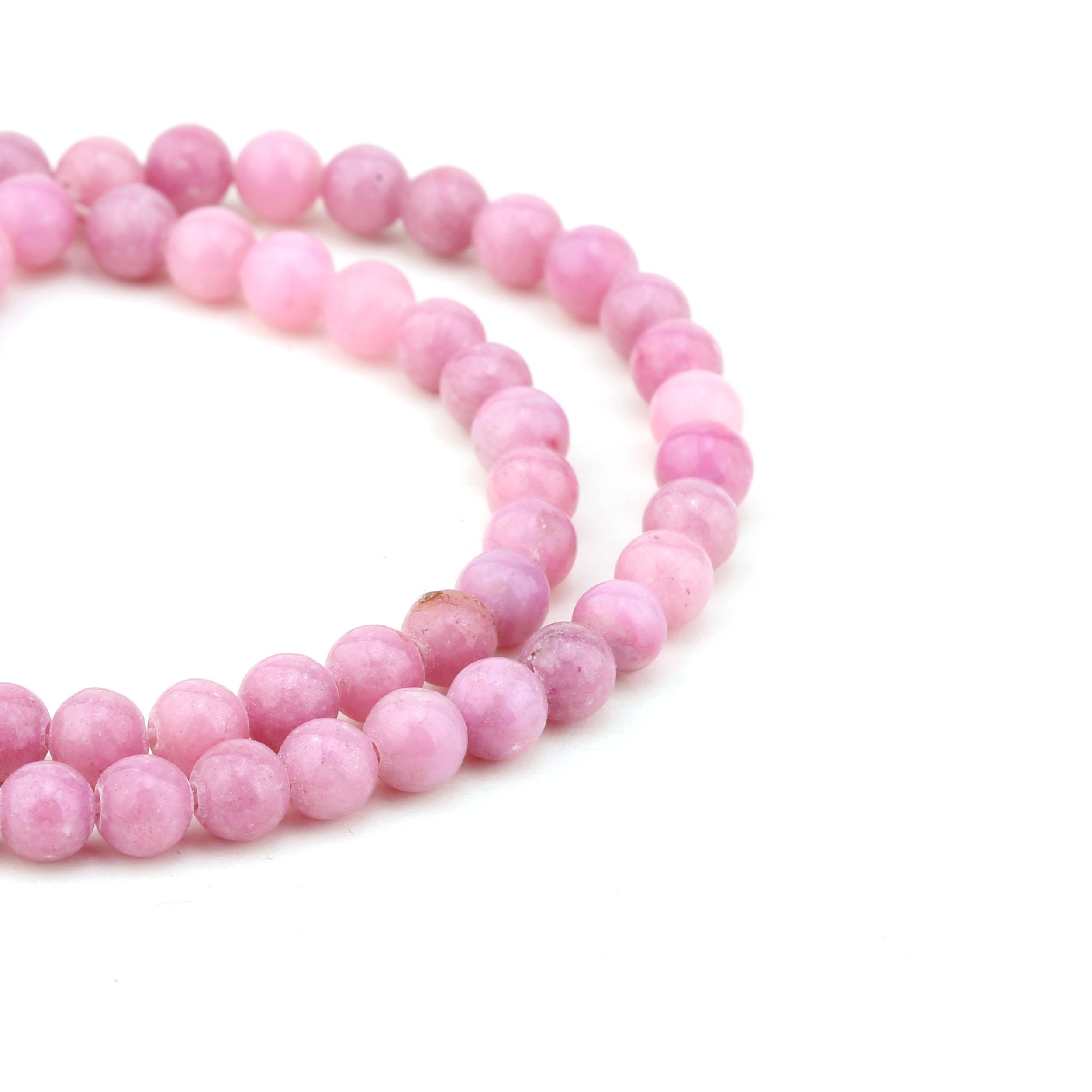 6 mm Pastel Pembe Kuvars Taşı Boncuk