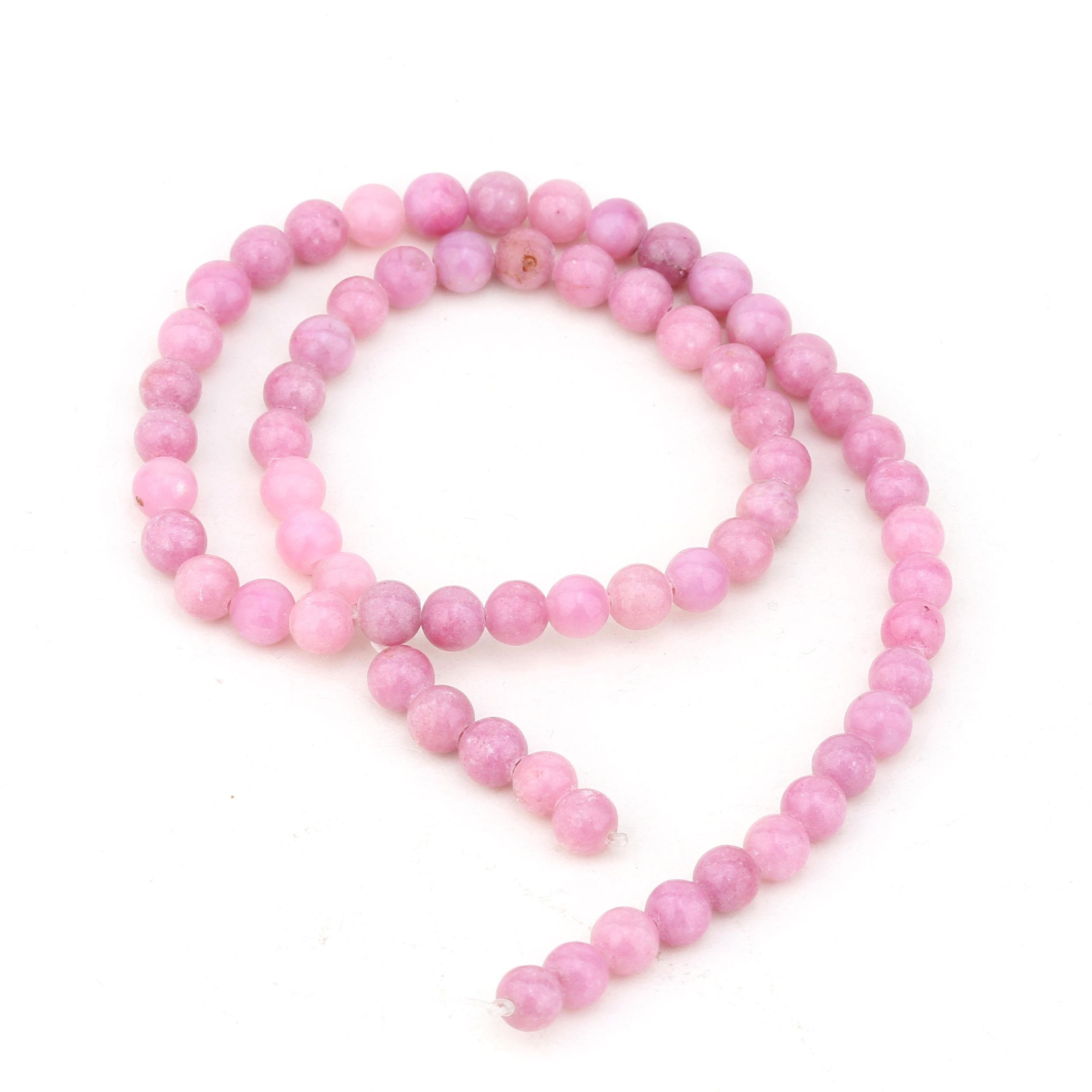 6 mm Pastel Pembe Kuvars Taşı Boncuk