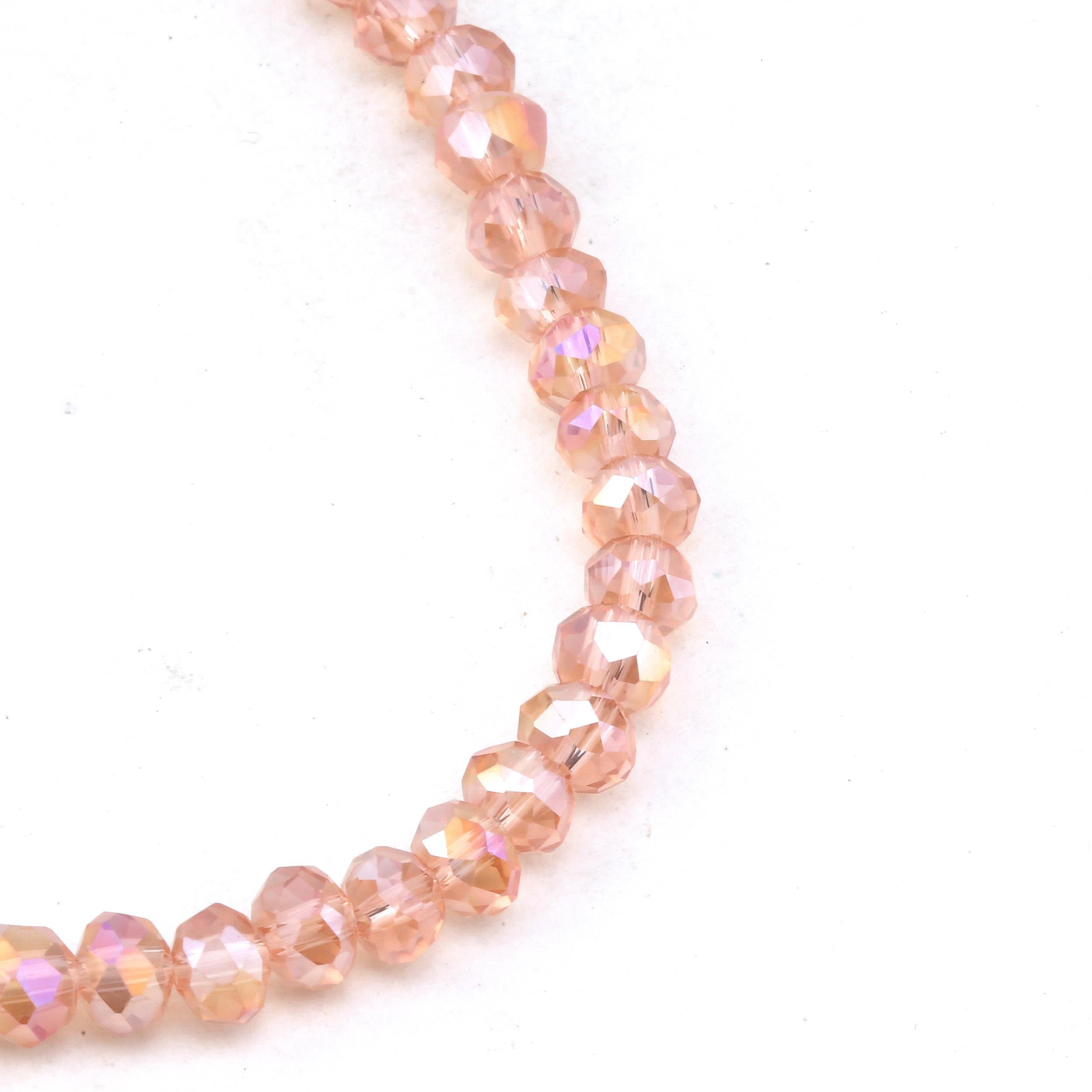 6 mm Pudra Pembe Kristal Cam Boncuk