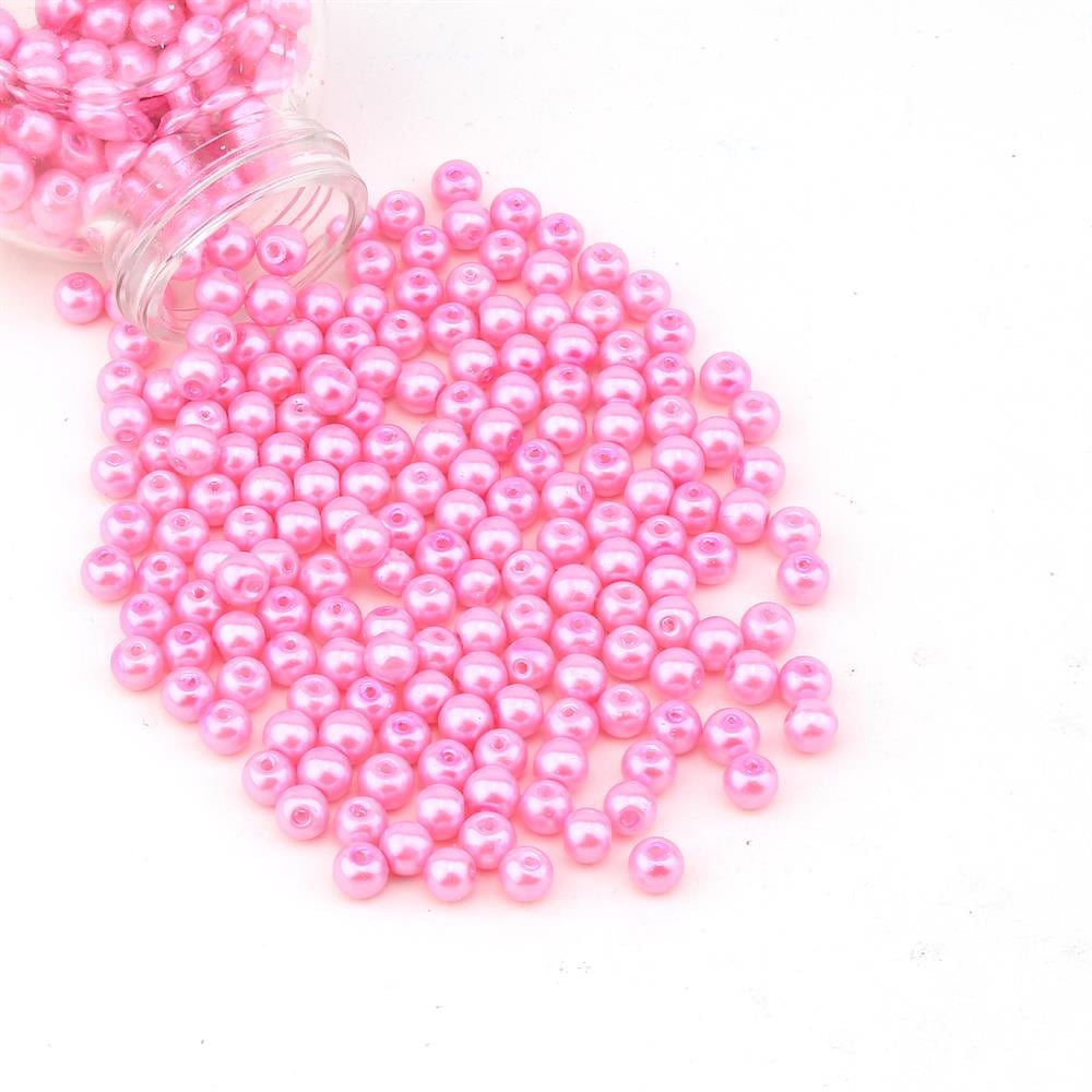 6 mm Şeker Pembe Cam inci Boncuk 100 adet