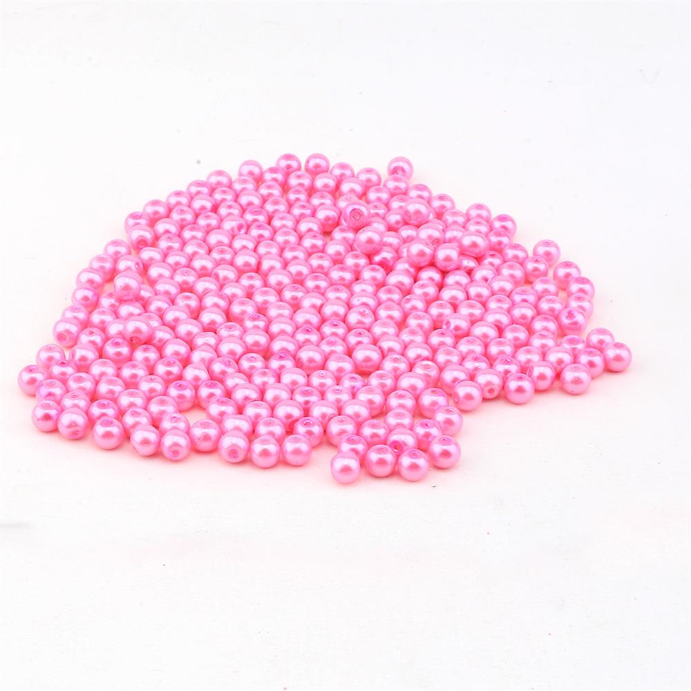 6 mm Şeker Pembe Cam inci Boncuk 100 adet