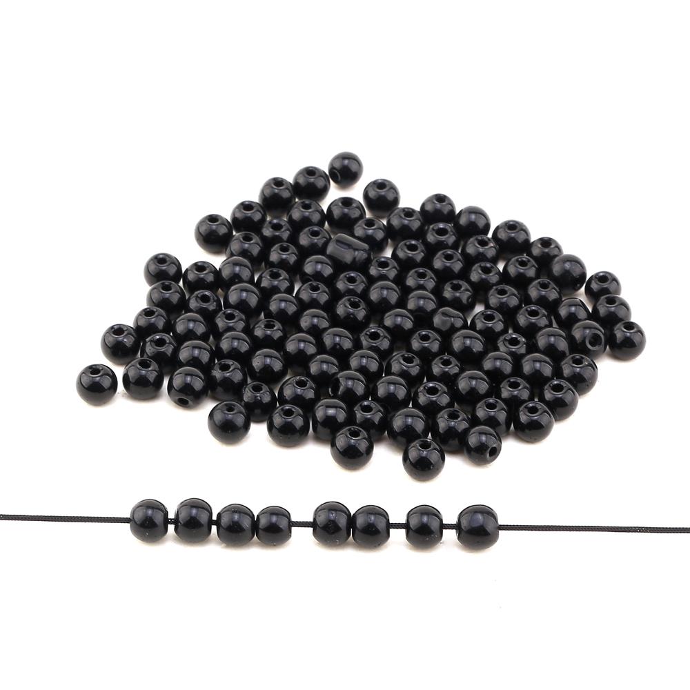 6 mm Siyah Cam inci Boncuk 100 adet