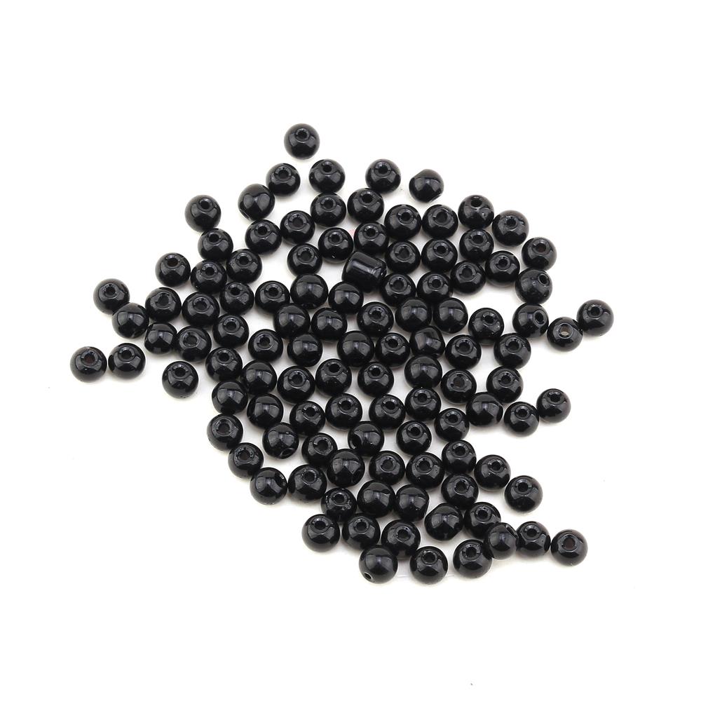 6 mm Siyah Cam inci Boncuk 100 adet