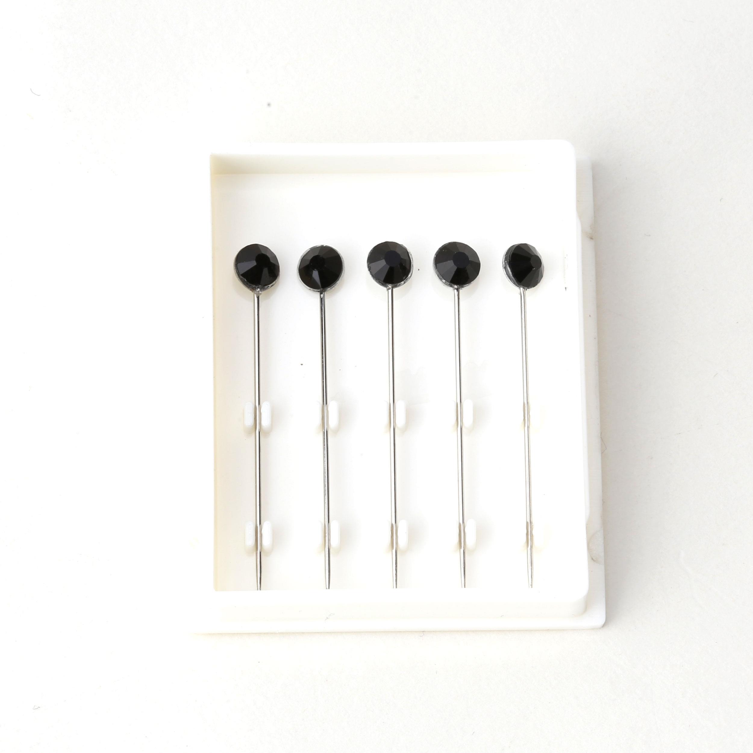 6'lı Siyah Taşlı Eşarp Şal İğnesi