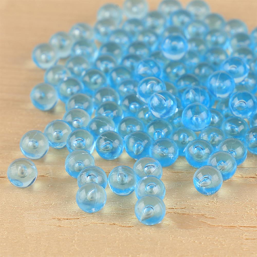 Açık Mavi Deliksiz Plastik Boncuk 6 mm