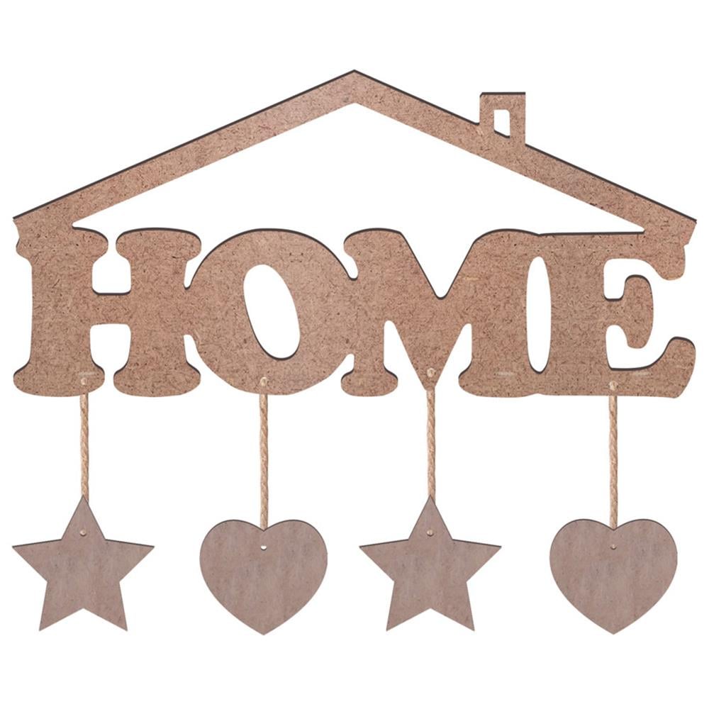 Ahşap Boyanabilir Çatılı HOME Yazılı Kapı Süsü