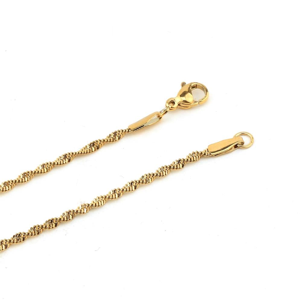 Altın Renk, Kararmaz Çelik, Burma Kolye Zinciri 45 cm