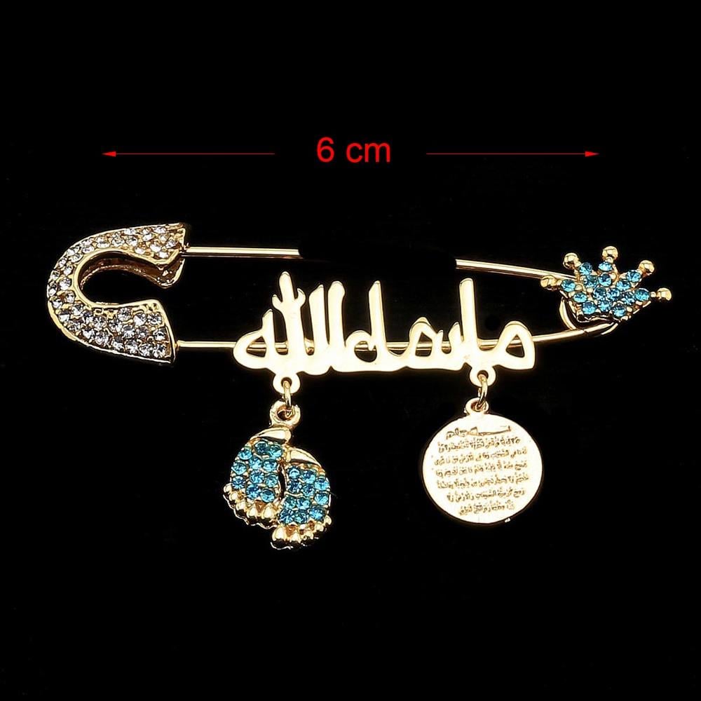 Arapça Maşallah Bebek İğnesi Mavi Taç Model