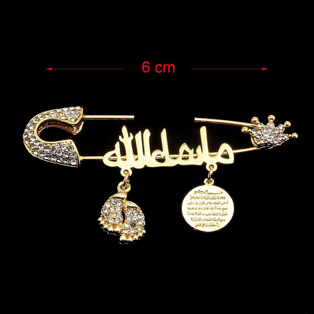 Arapça Maşallah Bebek İğnesi Taşlı Taç Model