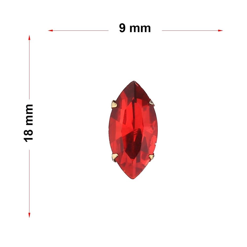 Arpa Şeklinde Altın Renk Kasalı Kristal Dikme Beyoğlu Taşı 9 x 18 mm