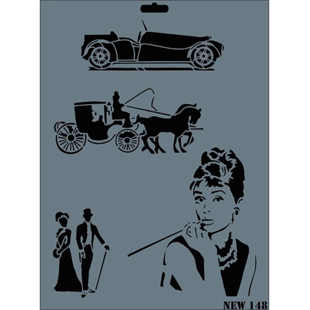 At Arabası Set Stencil Şablon 25X35 cm - Rich New 148