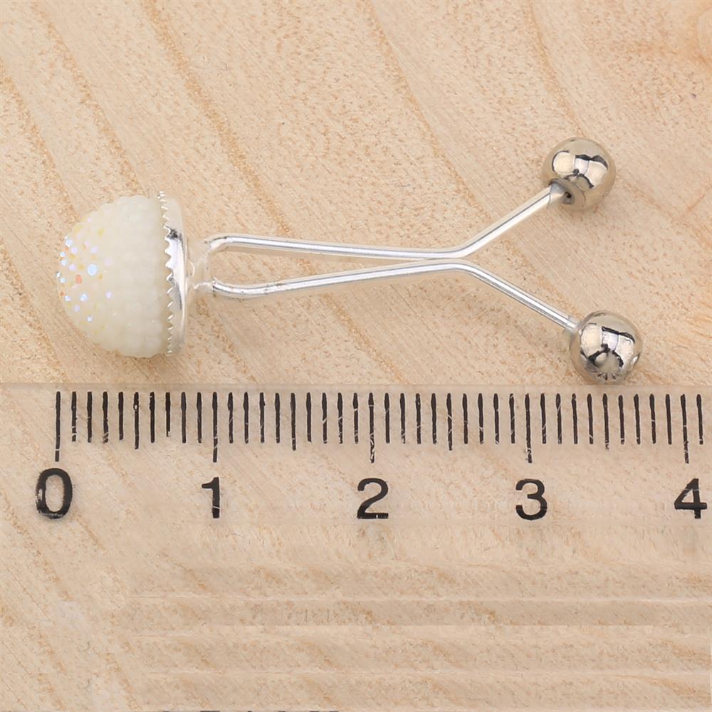 Beyaz Polyester Taşlı Eşarp Şal Klipsi