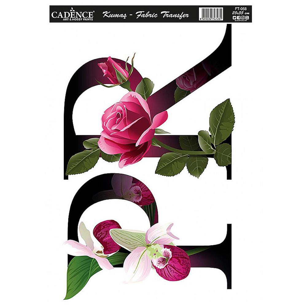 Cadence Çiçekli Harf Kumaş Transfer FT-58