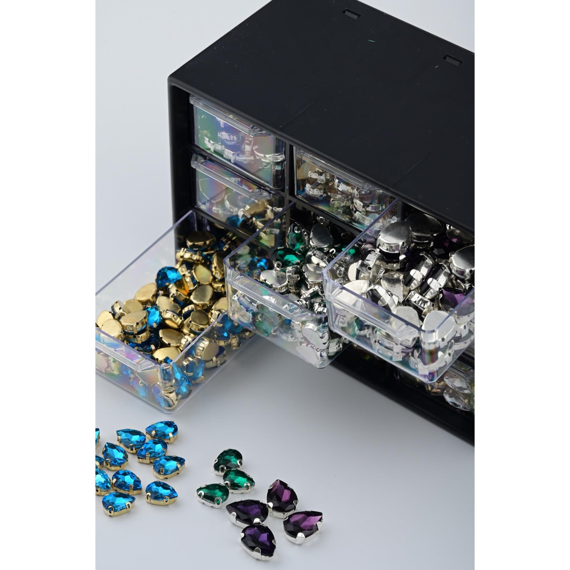 Çekmeceli Taş ve Boncuk Saklama Kutusu Siyah