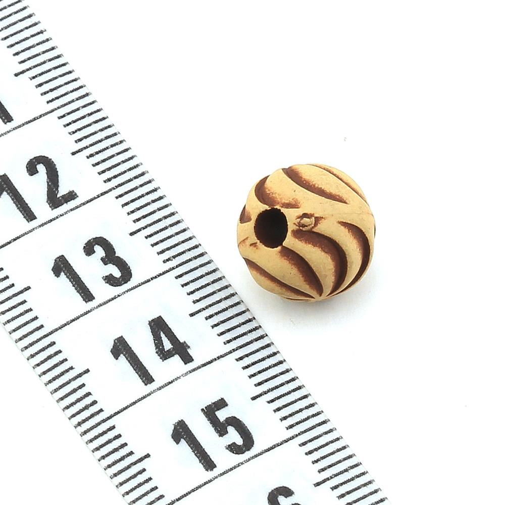 Desenli Ahşap Tahta Boncuk 11 mm 10 Adet