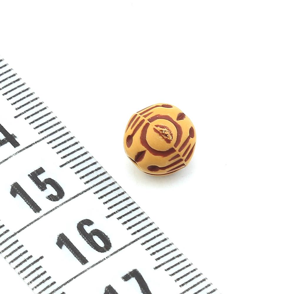 Desenli Ahşap Tahta Boncuk 9 mm 10 Adet