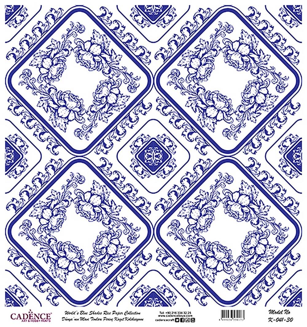 Dünya'nın Mavi Tonları Pirinç Kağıt 30x32 cm - K041
