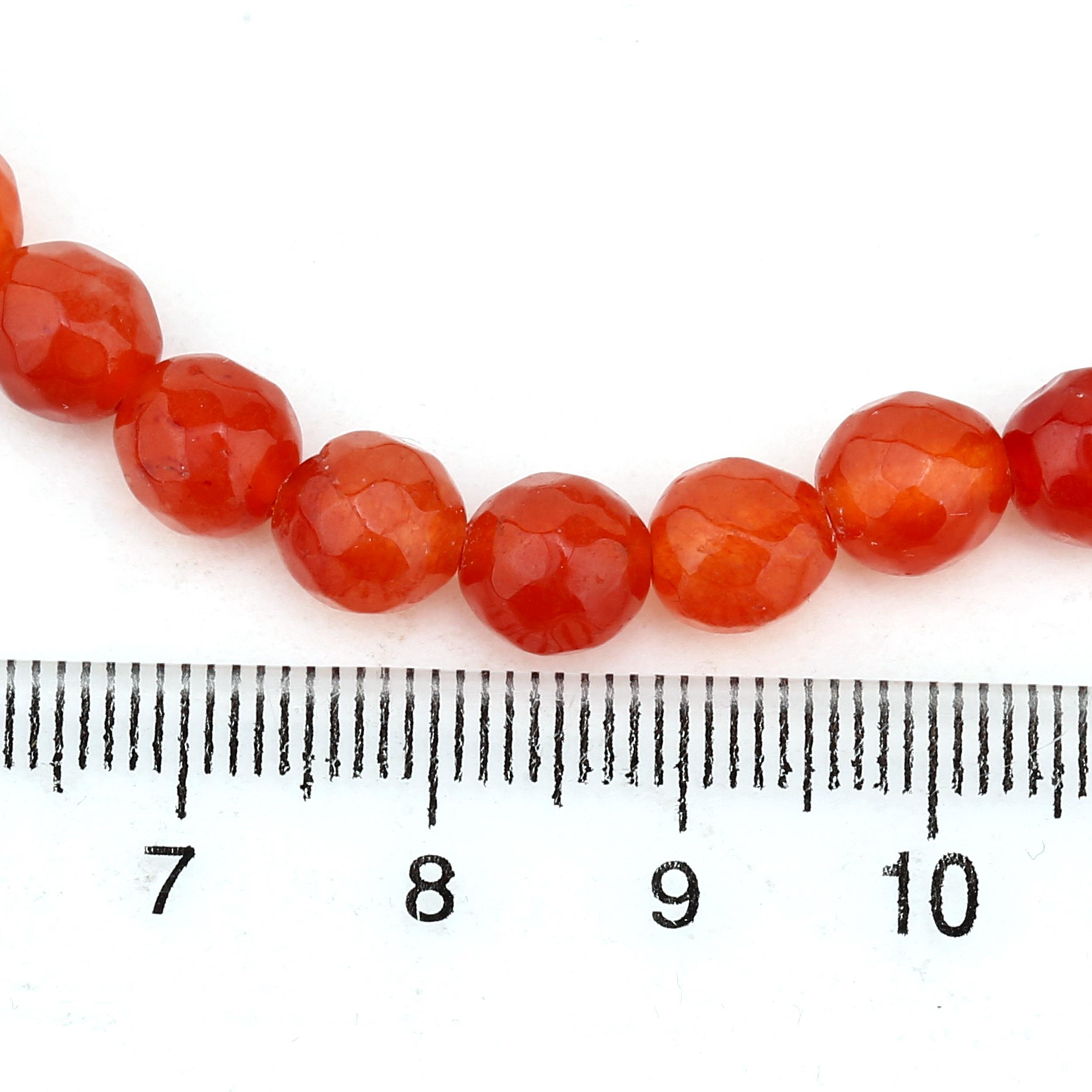 Fasetli Turuncu Kuvars Taşı Boncuk 8 mm