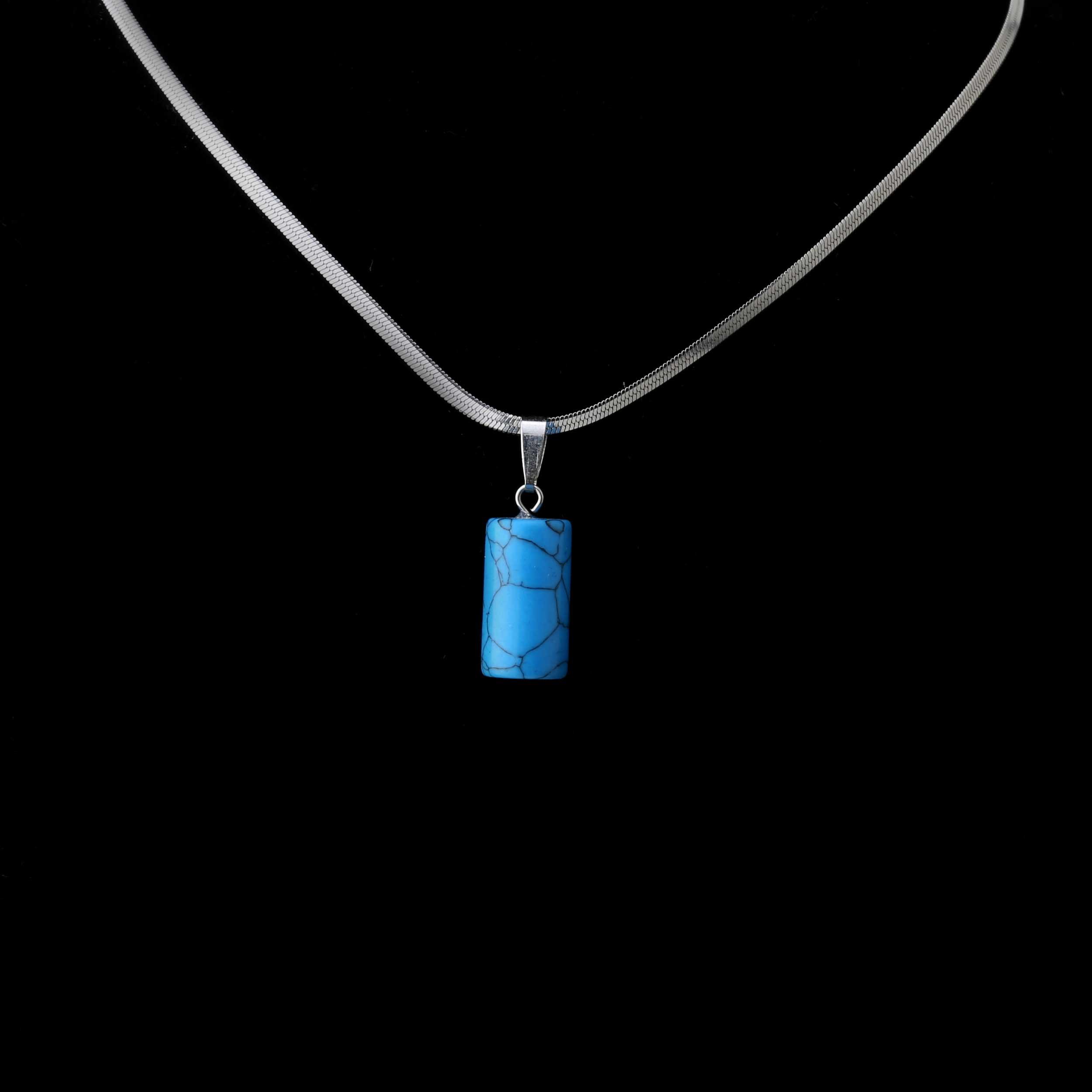 Firuze Taşı Silindir Kolye Ucu