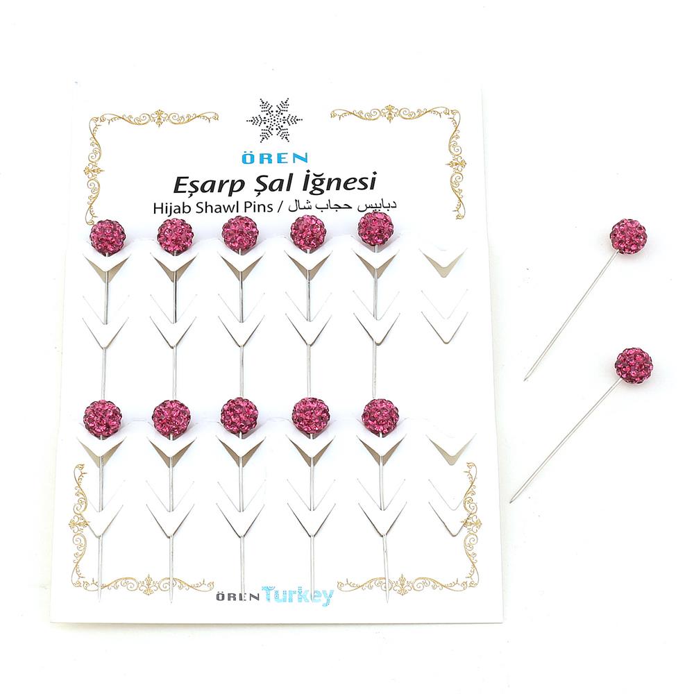 Fulya Taşlı Toplu Eşarp Şal İğnesi 12 adet
