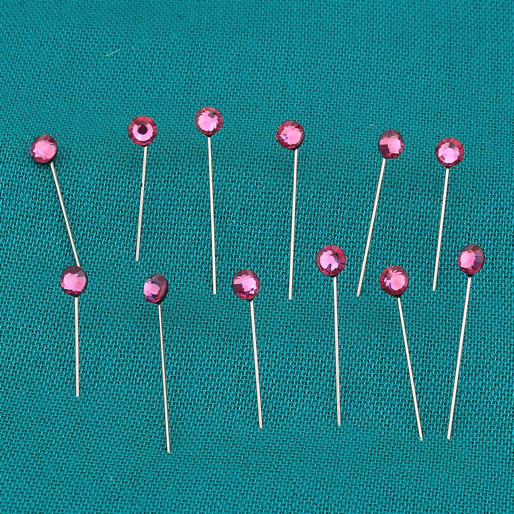 Fuşya Kristal Taşlı Eşarp Şal İğnesi 12 adet