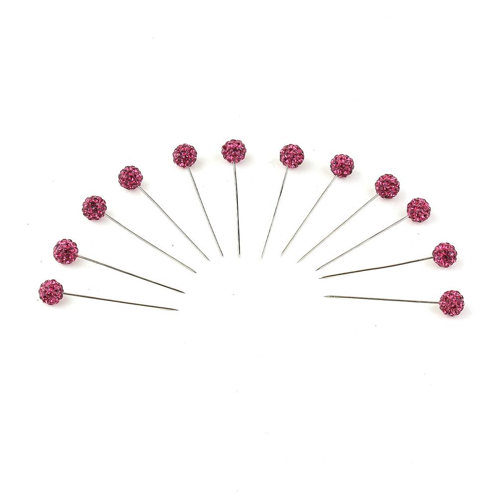 Fuşya Taşlı Toplu Eşarp Şal İğnesi 12 adet