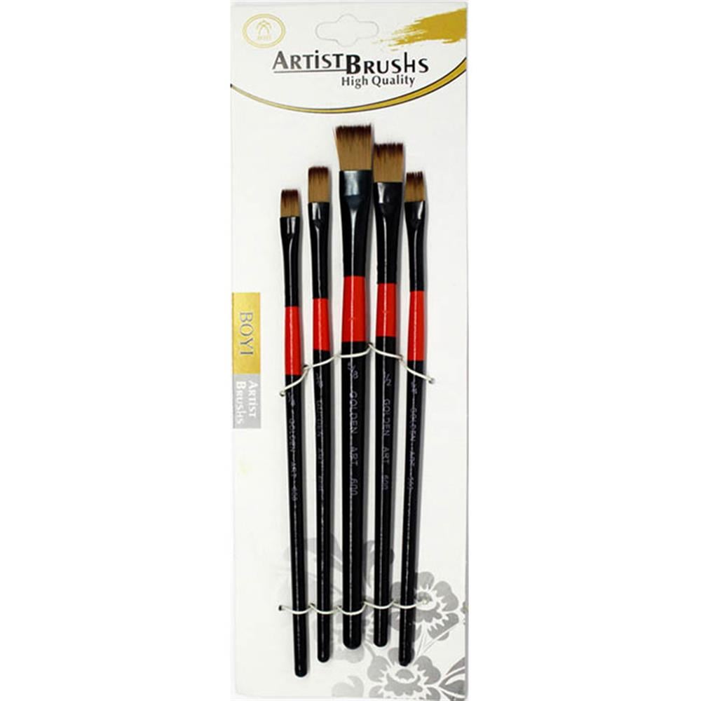 Golden Art 5'lı Düz Uçlu Fırça Seti 