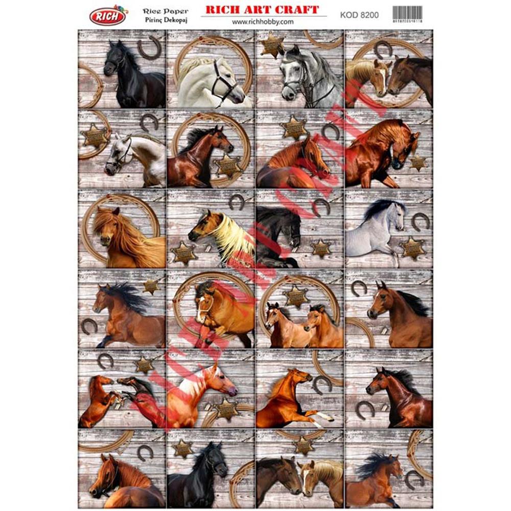 Hayvan Temalı Pirinç Dekopaj Kağıdı 29x42 cm - Rich 8200