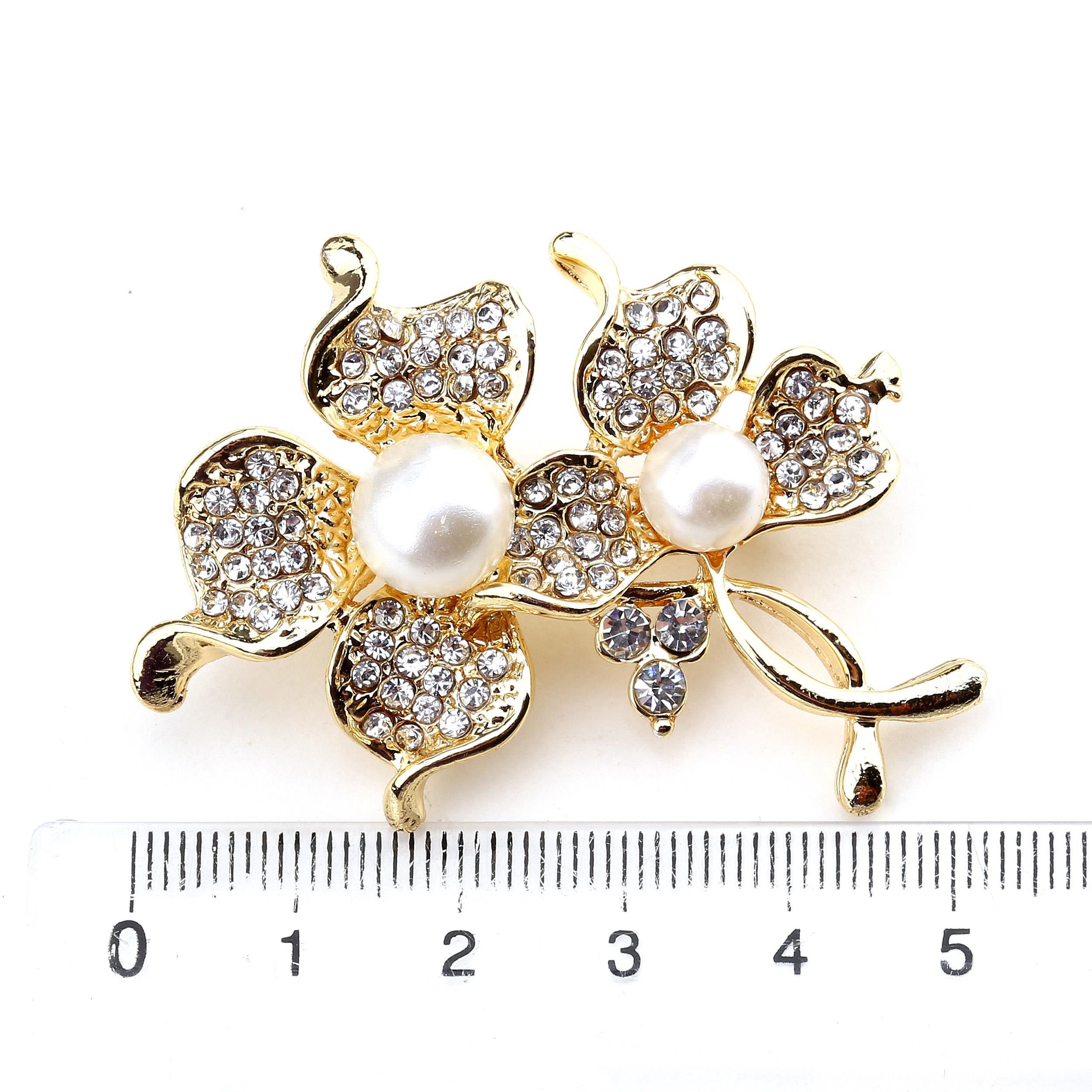 Hematit Taşlı İncili Çiçek Broş