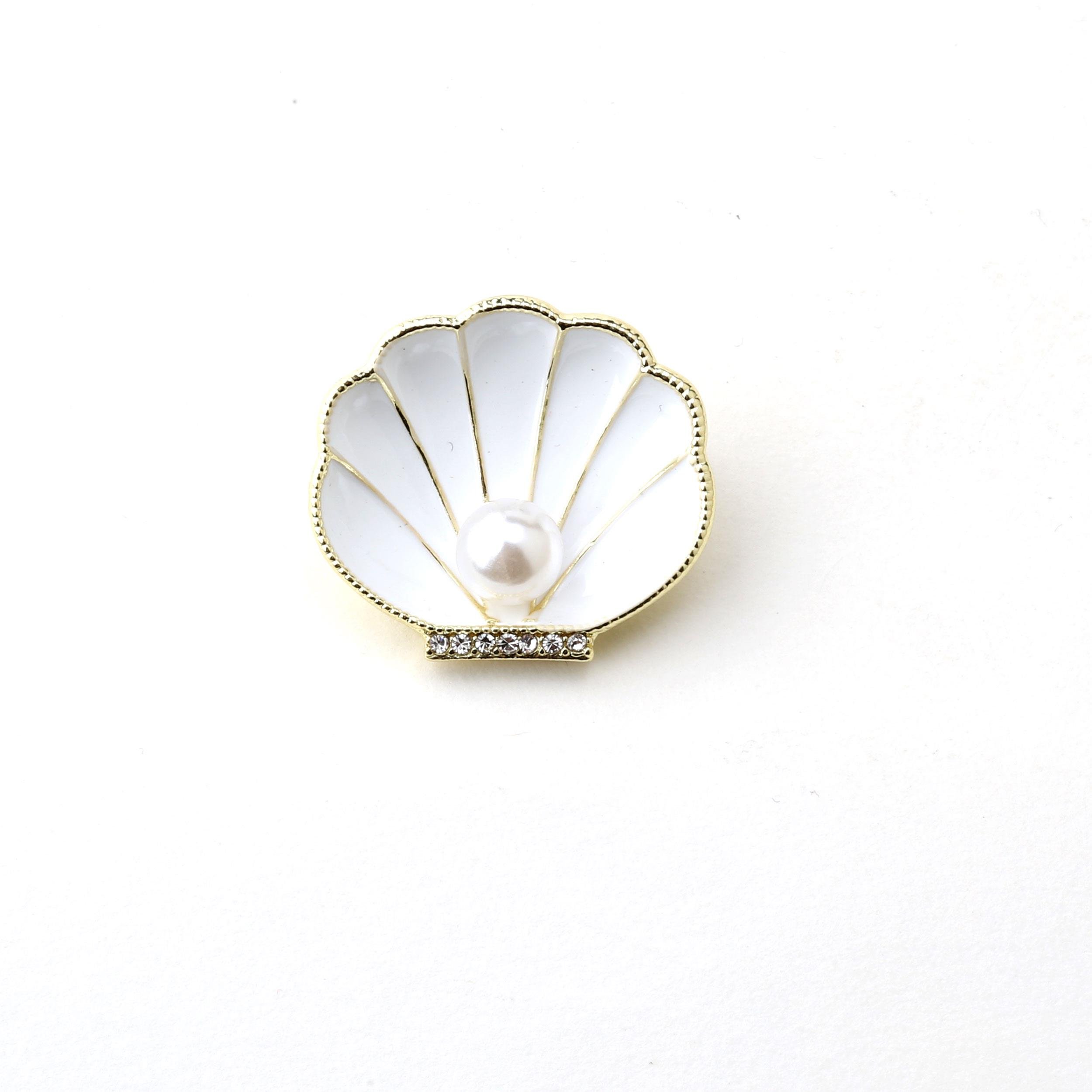 İncili İstiridye Tasarım Taşlı Broş