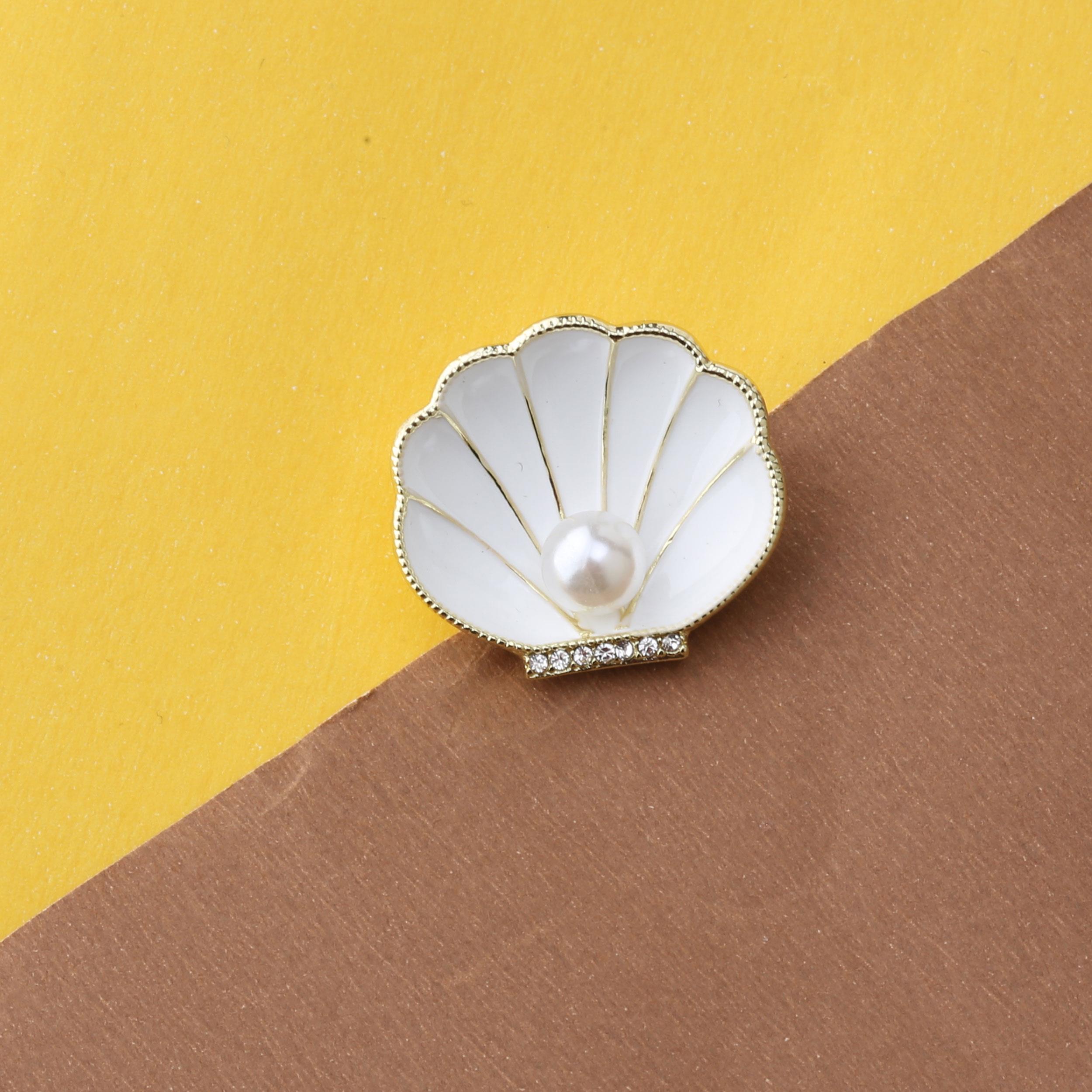 İncili İstiridye Tasarım Taşlı Broş
