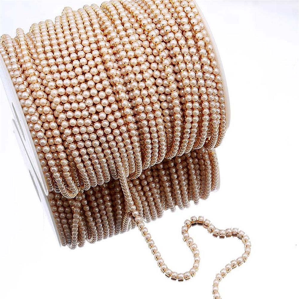 İncili Metal Yuvalı Sıralı Şerit 5 Metre