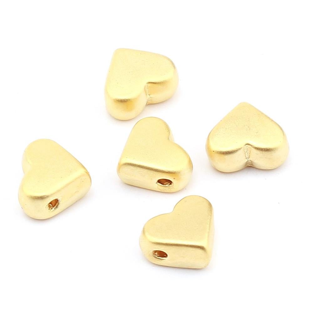 Kararmaz Altın Kaplama Metal Kalp Boncuk 5 Adet