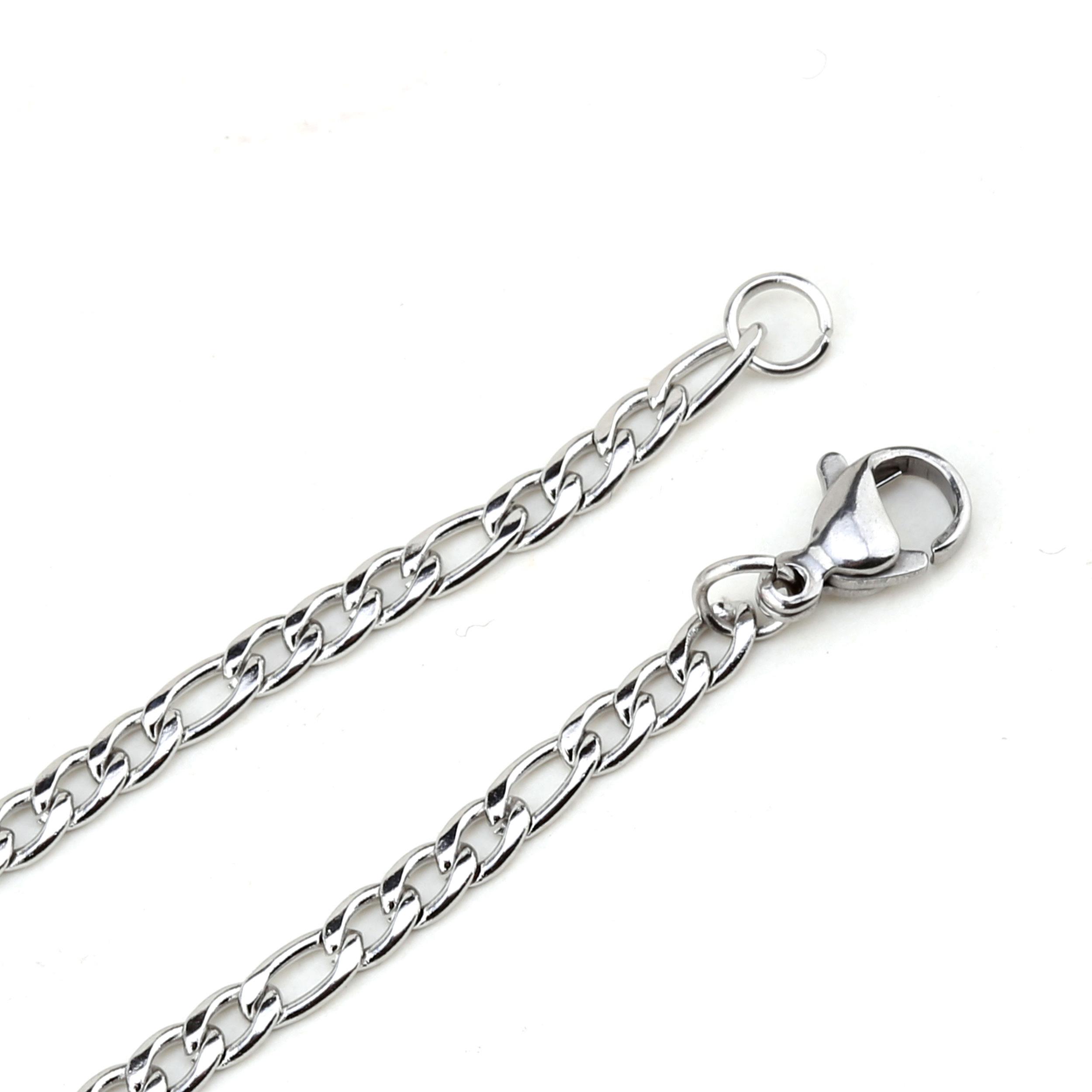 Kararmaz Çelik Gümüş Kalın Kolye Zinciri 45 cm