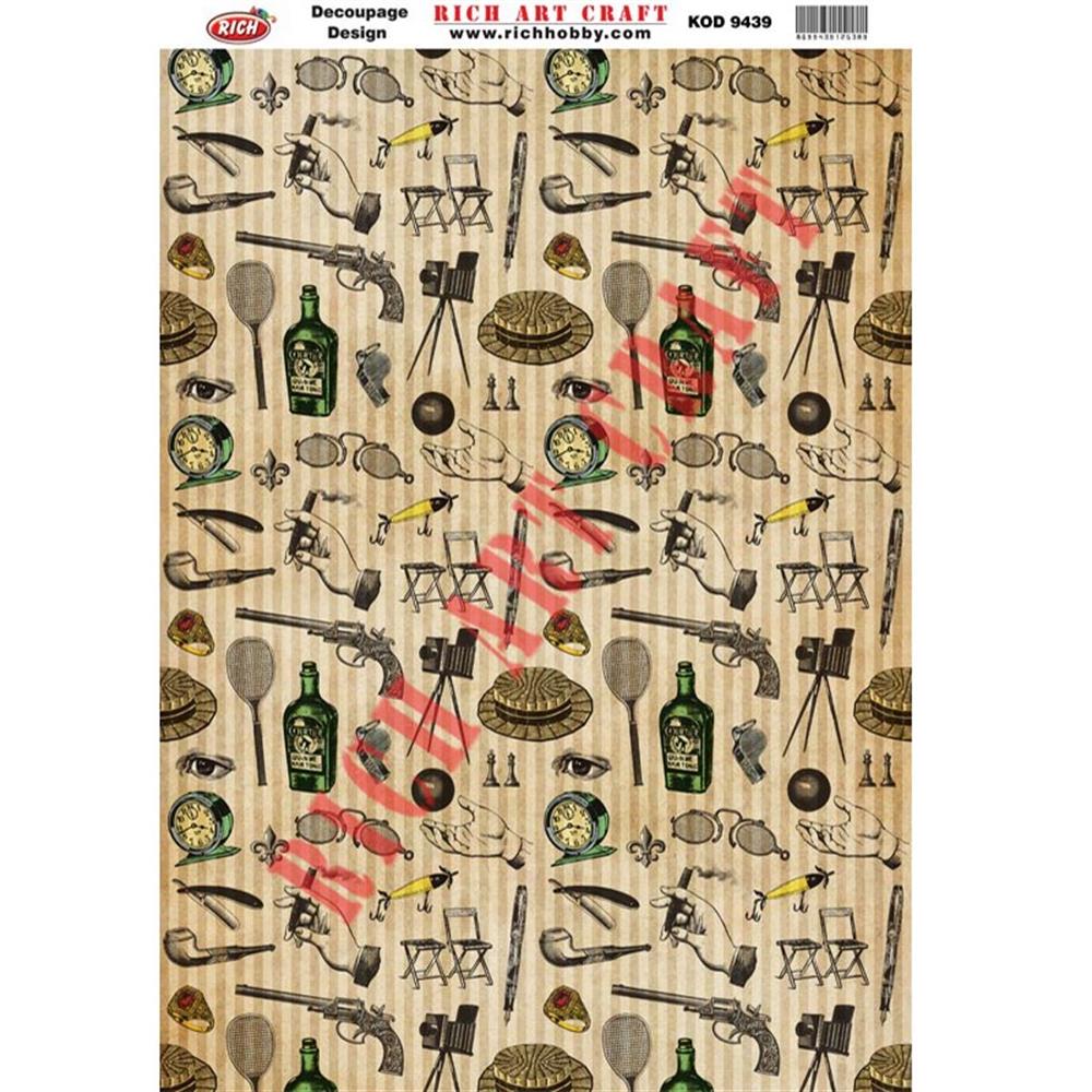 Karışık Desenli Dekopaj Kağıdı 33x48 cm - Rich 9439