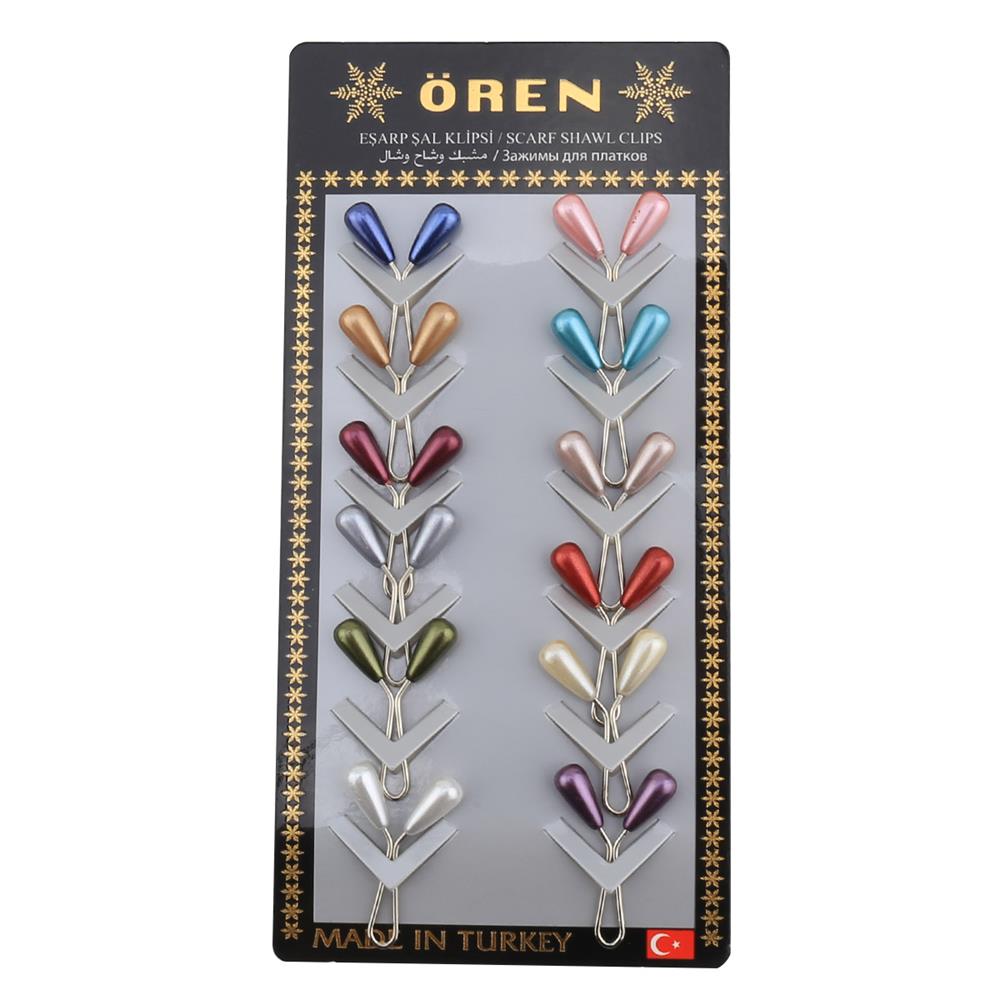 Karışık Renkli Arpa Eşarp Şal Tokası 12 adet