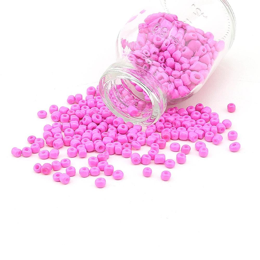 Kesme Kum Cam Boncuk Fuşya