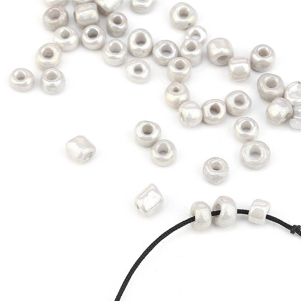 Kesme Kum Cam Boncuk Gümüş