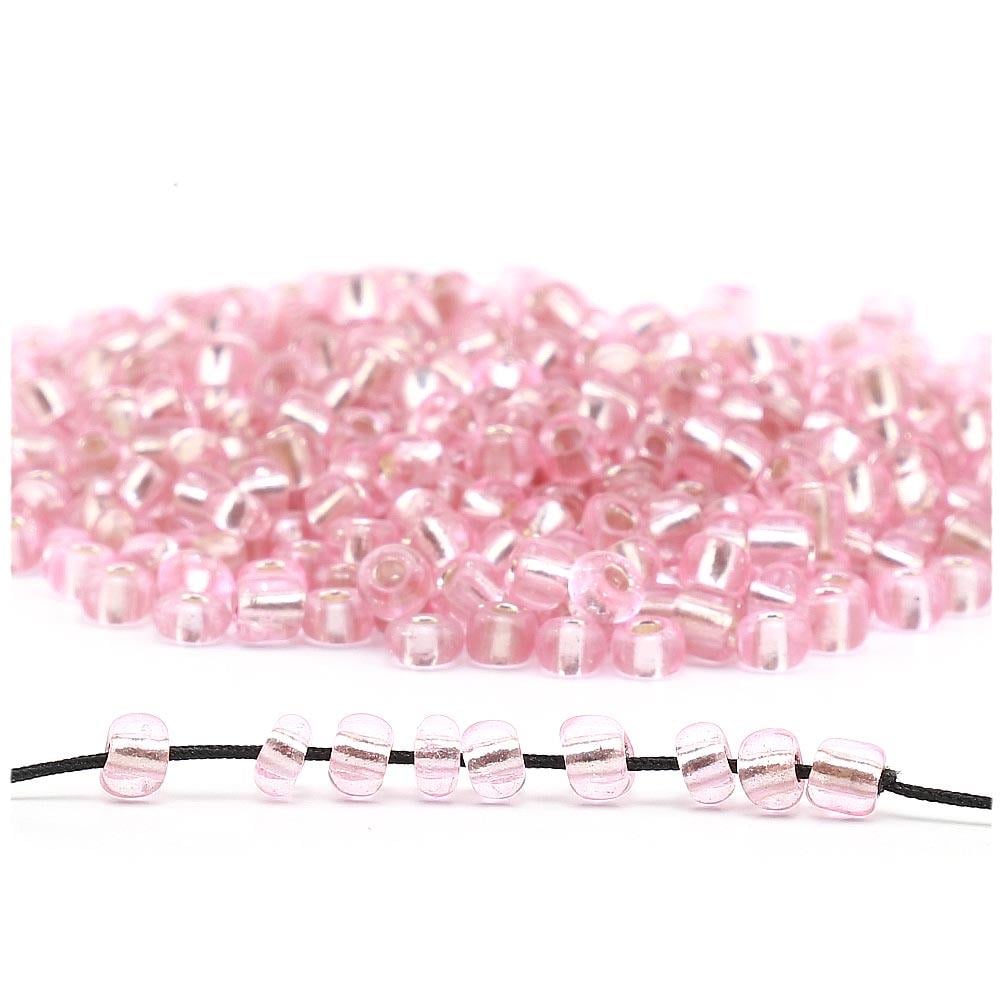 Kesme Kum Cam Boncuk Şeffaf Pembe
