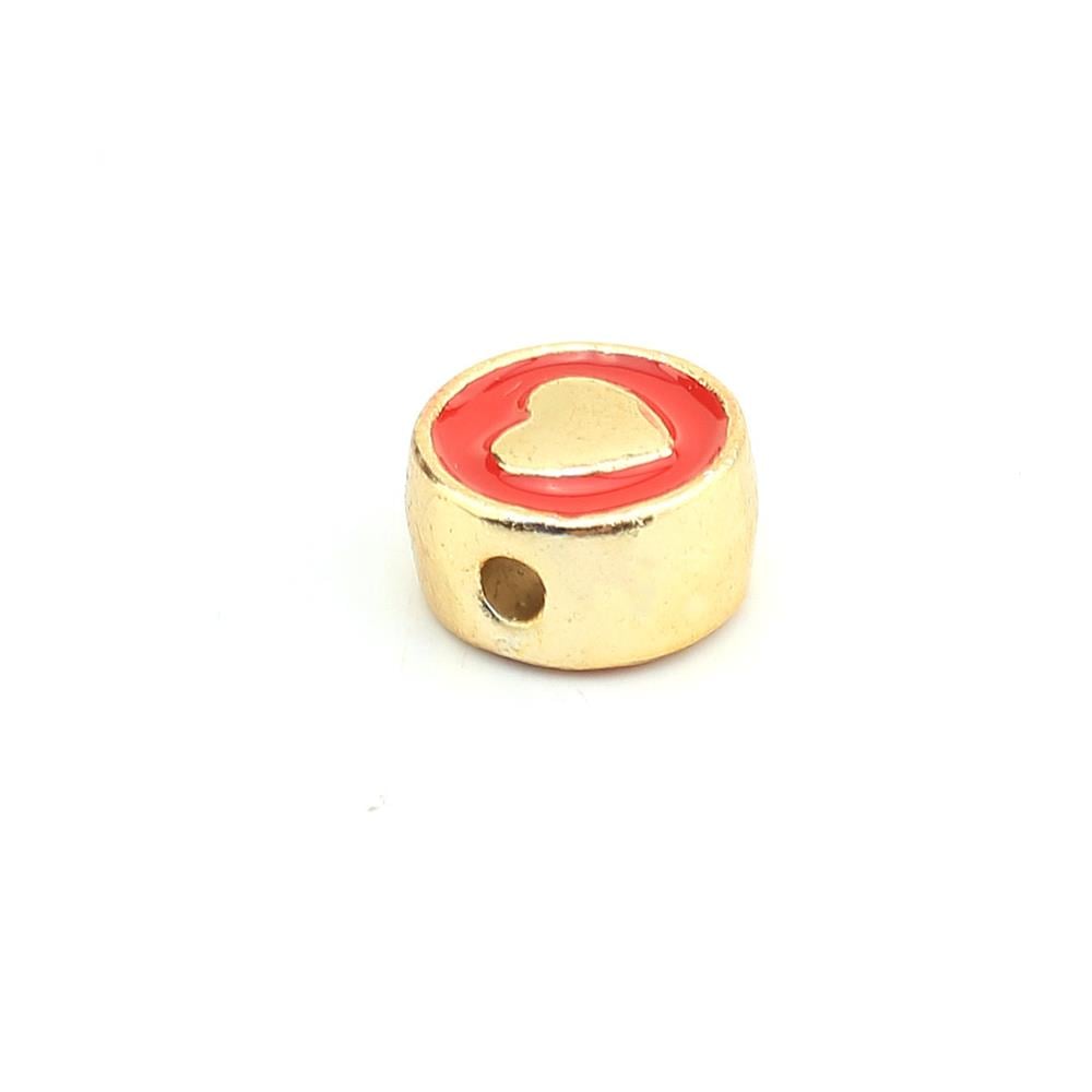 Kırmızı Mineli Kalp Takı Boncuğu