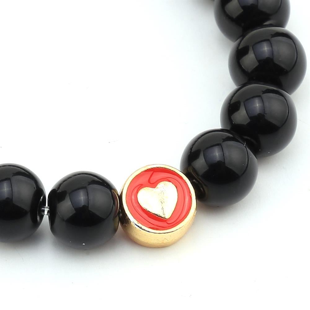 Kırmızı Mineli Kalp Takı Boncuğu