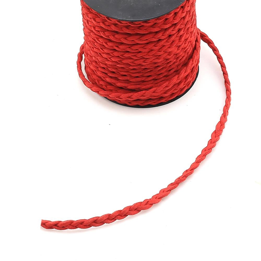 Kırmızı Örme Süet Kordon İp
