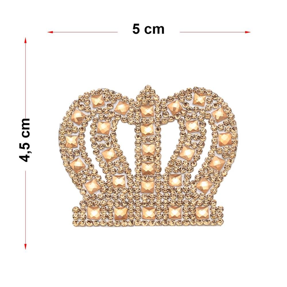 Kristal Gold Taşlı Kral Taç Motif Küçük Boy