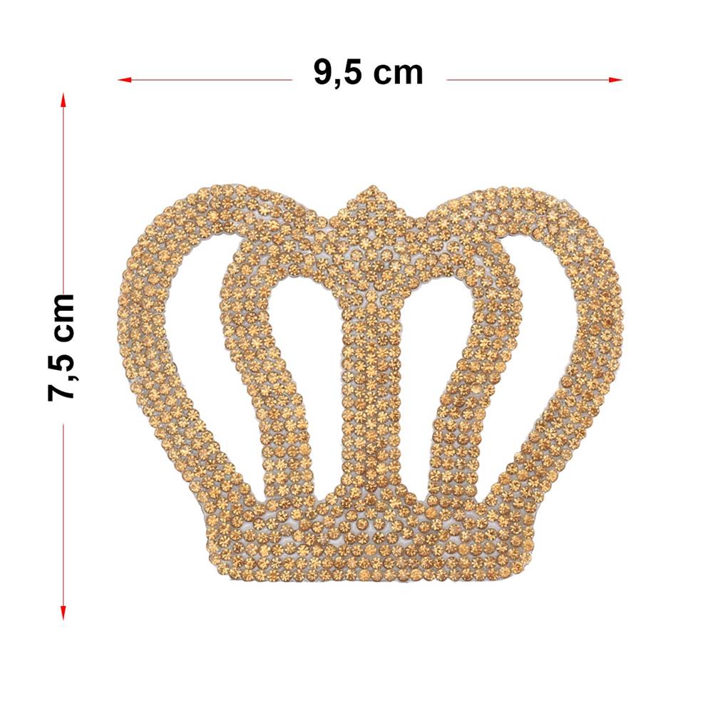 Kristal Gold Taşlı Kral Tacı Motif Orta Boy