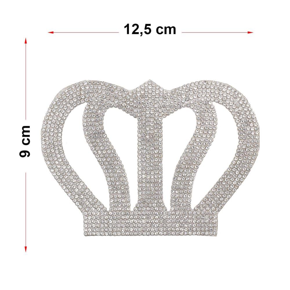 Kristal Gümüş Taşlı Kral Taç Motif 12,5 x 9 cm