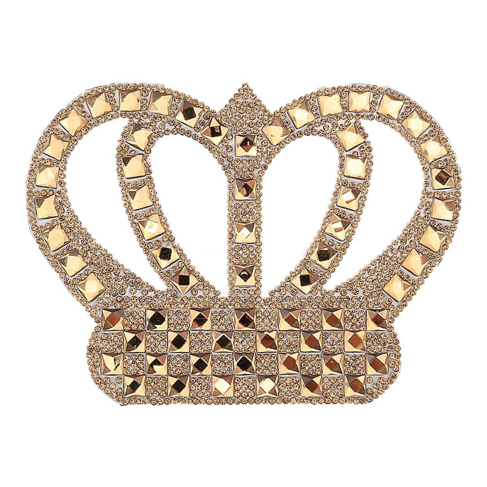 Kristal Sarı Taşlı Kral Tacı Motif Büyük Boy